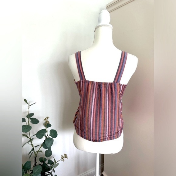 Madewell Tie Front Cami Top in Rainbow Stripe Size 4 - Picture 4 of 12